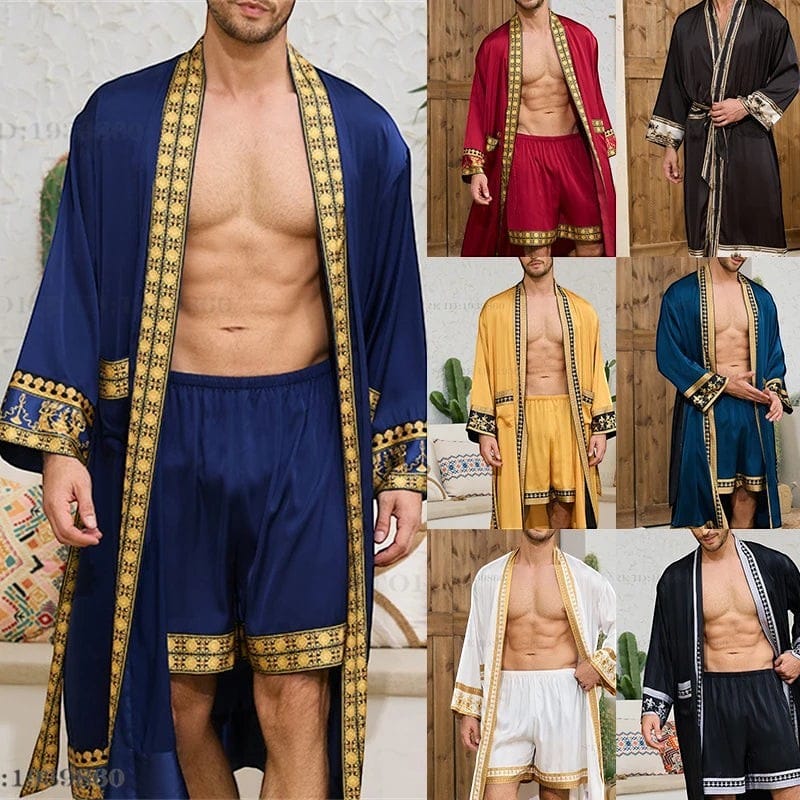 Robe de Chambre Homme Luxe Ensemble 2 Pièces