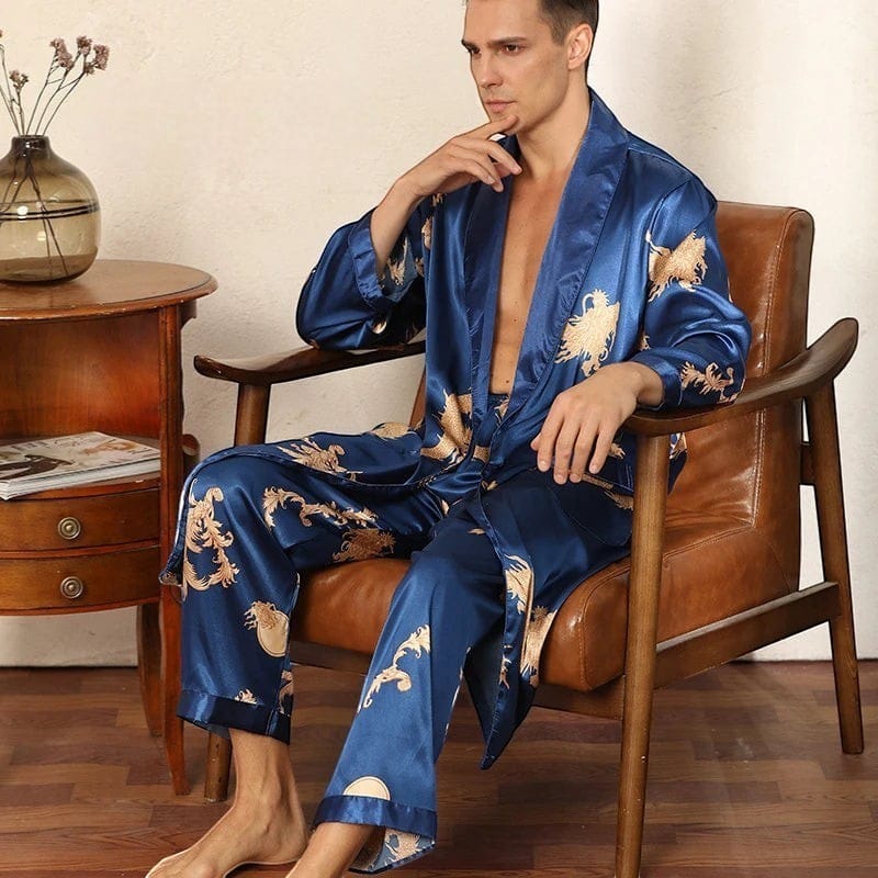 Robe de Chambre Homme Luxe Ensemble Pantalon Image