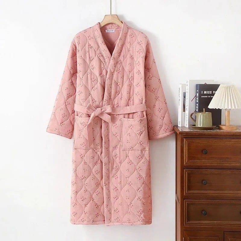 Robe de Chambre Femme Polaire Motif Cute avec Ceinture