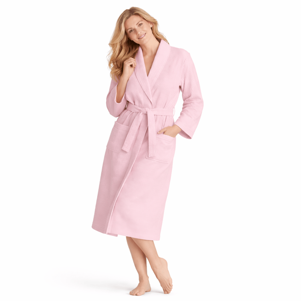 Peignoir de Bain Femme Coton Gaufré
