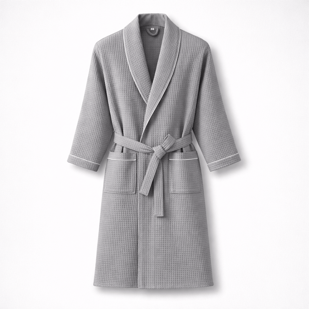 Peignoir de Bain Femme Coton Gaufré