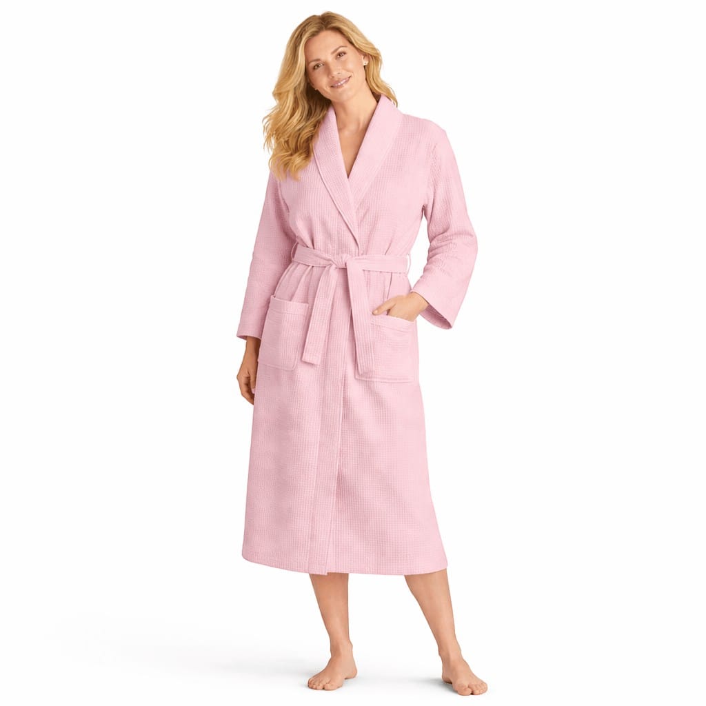Peignoir de Bain Femme Coton Gaufré