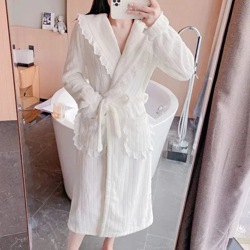 Peignoir Femme Polaire Dentelle