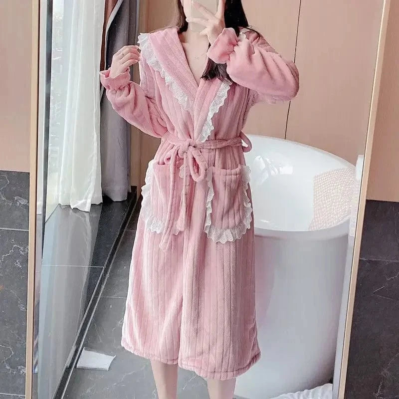 Peignoir Femme Polaire Dentelle