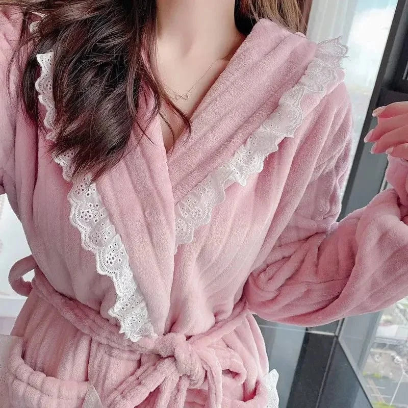 Peignoir Femme Polaire Dentelle