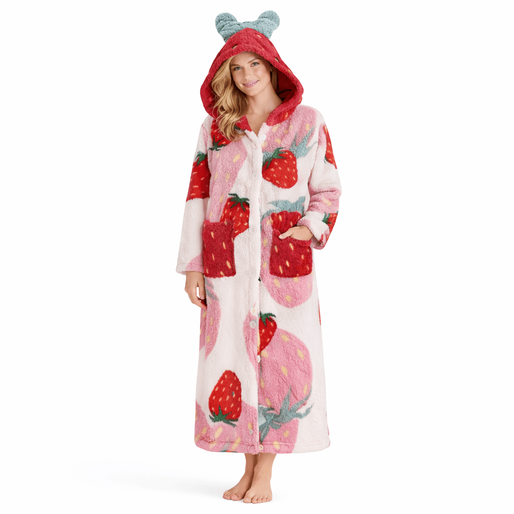 Peignoir Femme Polaire Hiver Fraise