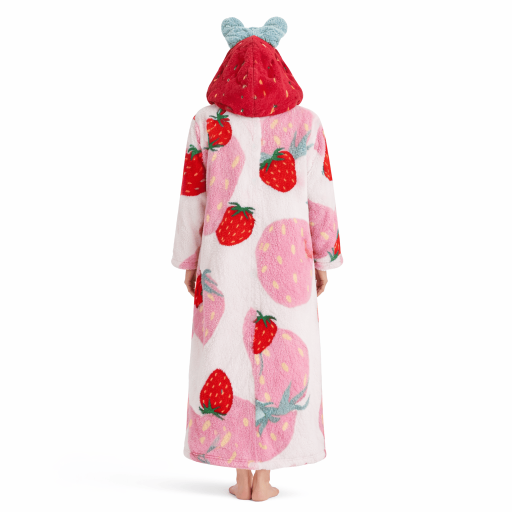 Peignoir Femme Polaire Hiver Fraise
