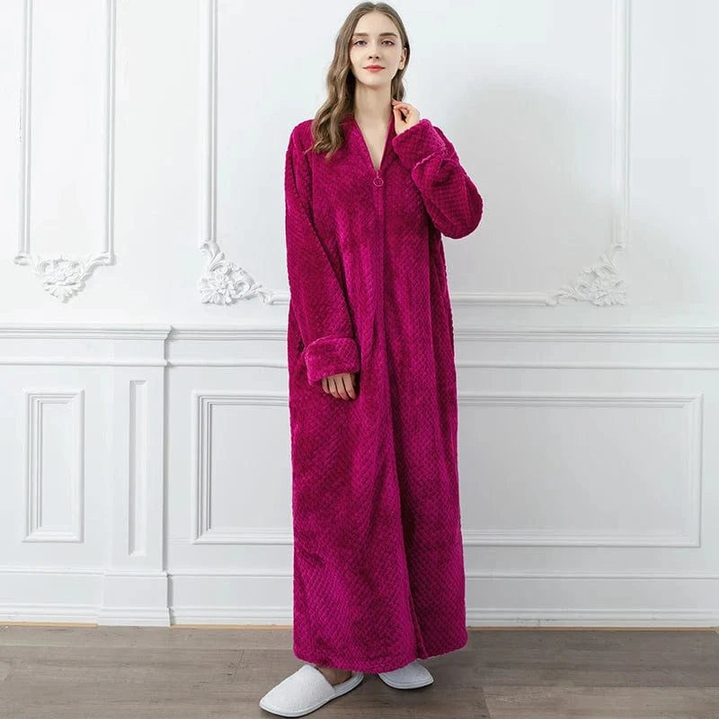 Peignoir Femme Polaire Long avec Zip