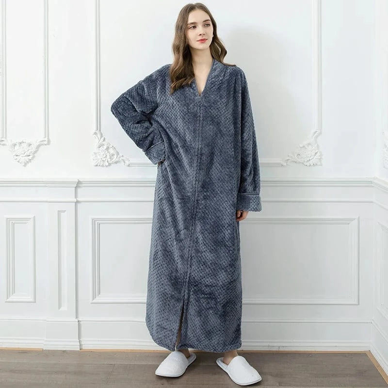 Peignoir Femme Polaire Long avec Zip