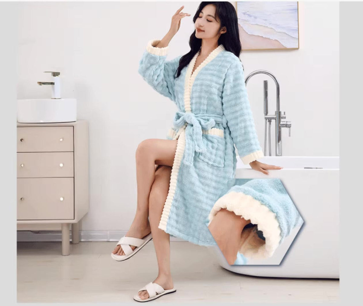 Peignoir Femme Polaire Velours Chaud