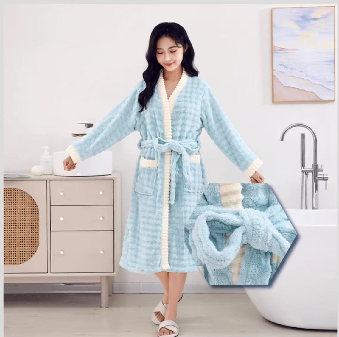 Peignoir Femme Polaire Velours Chaud