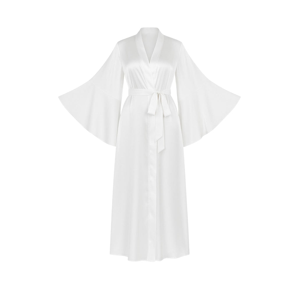 Peignoir Femme Satin Blanc Long
