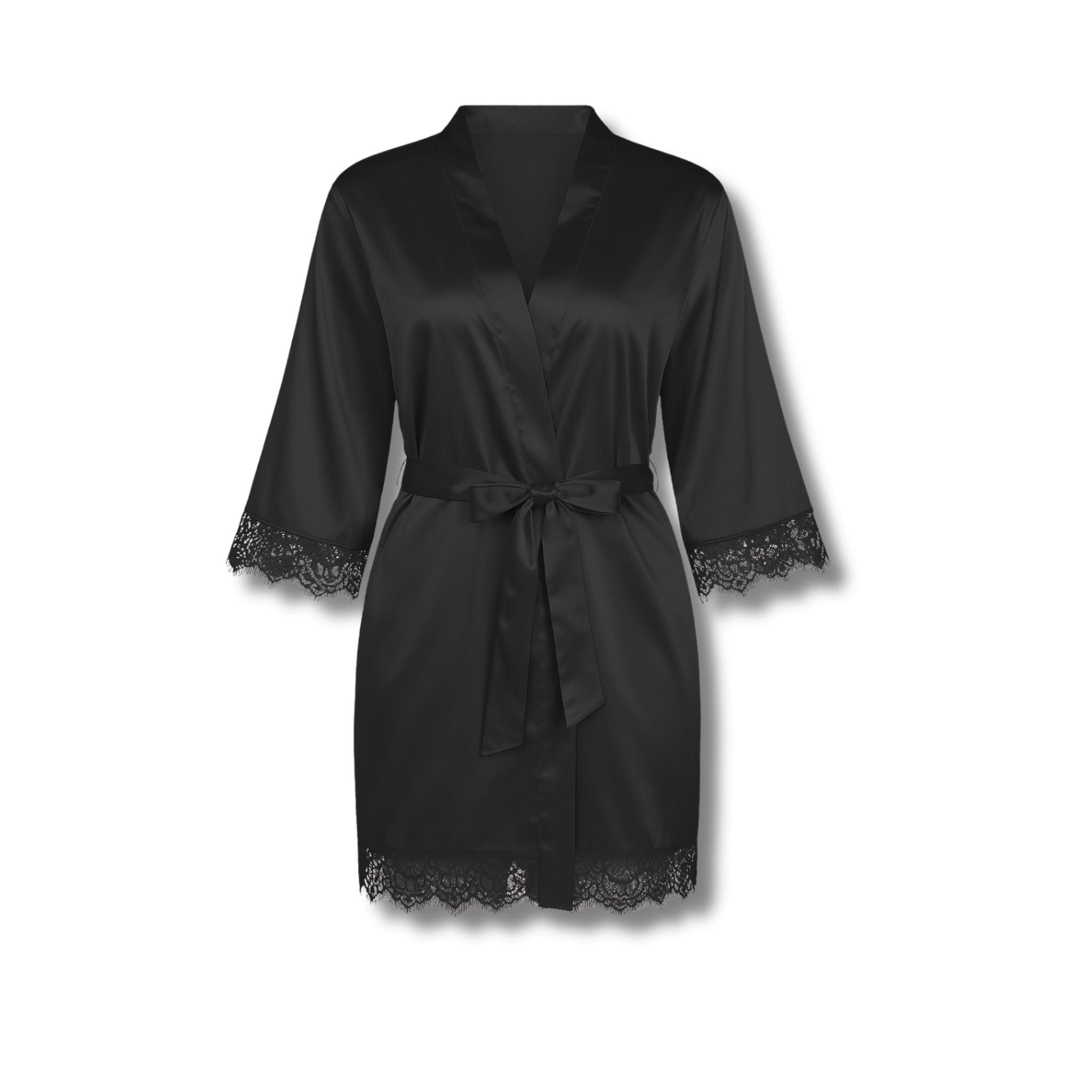 Peignoir Femme Satin Dentelle Noir