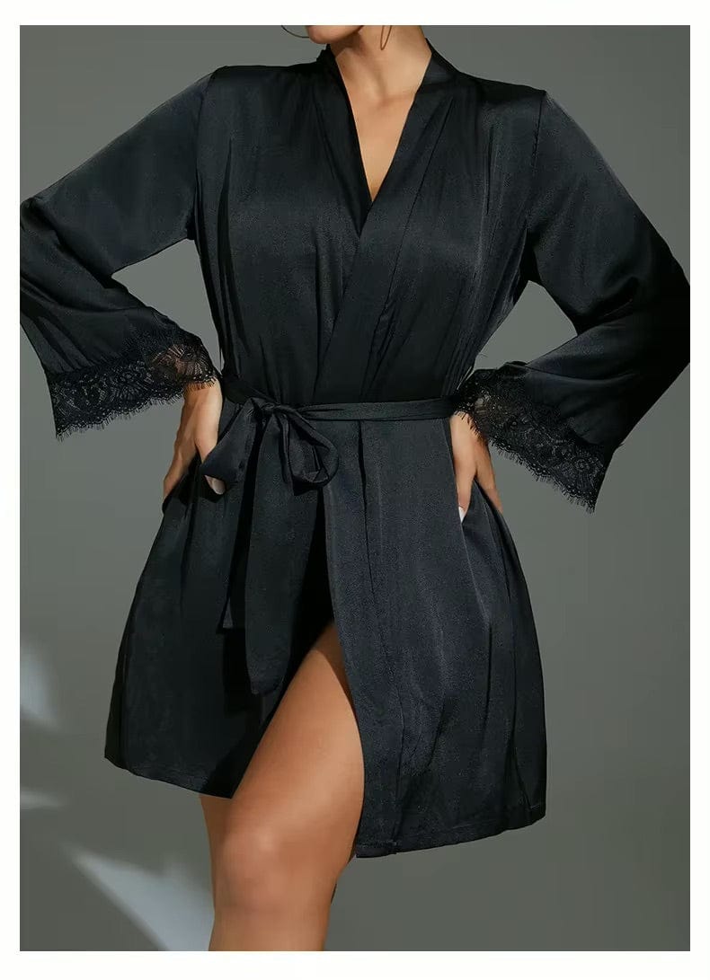 Peignoir Femme Satin Dos Transparent