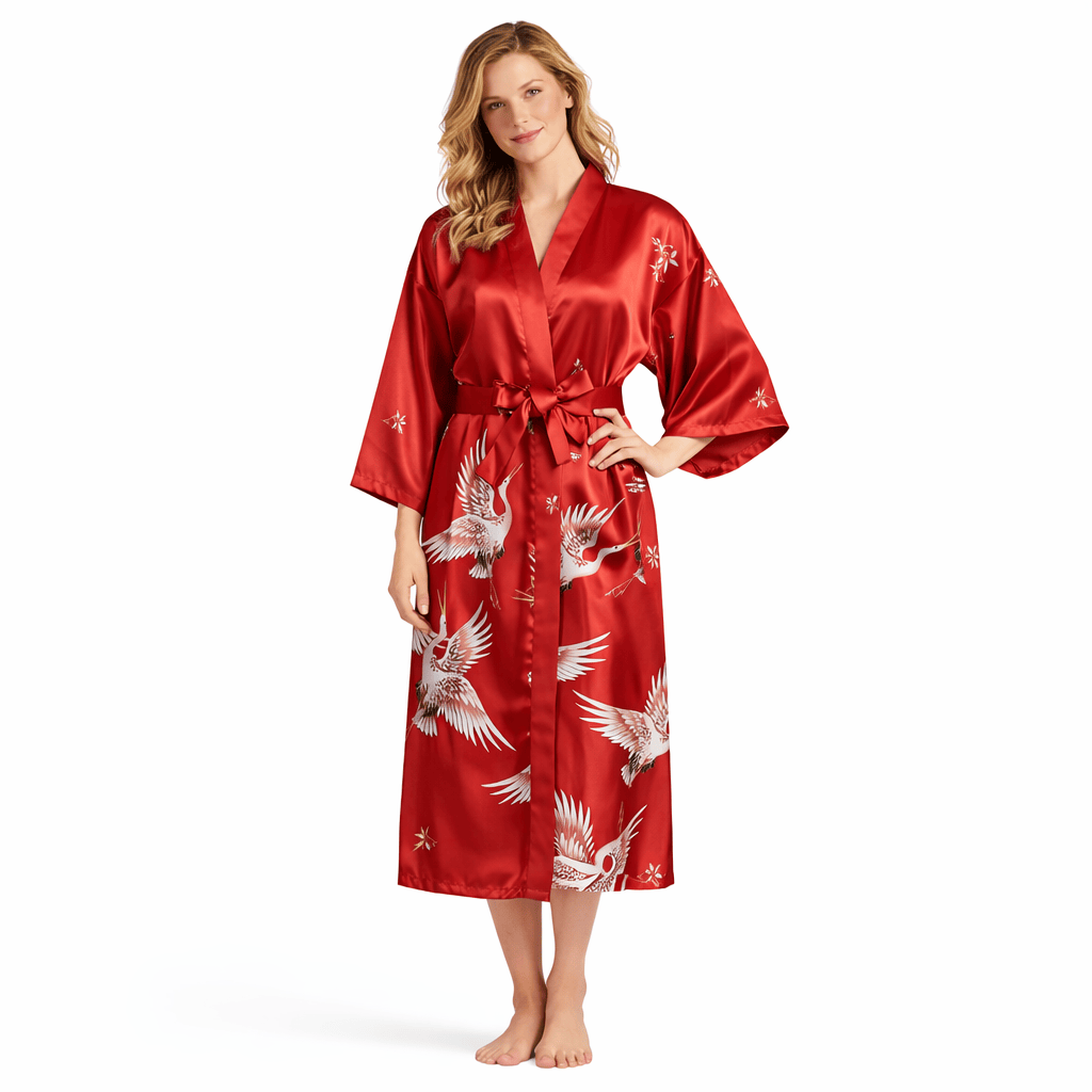 Peignoir Femme Satin Oiseau