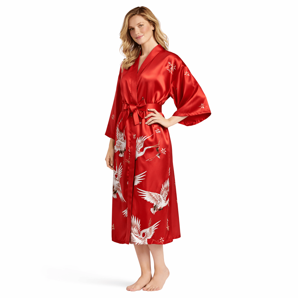 Peignoir Femme Satin Oiseau