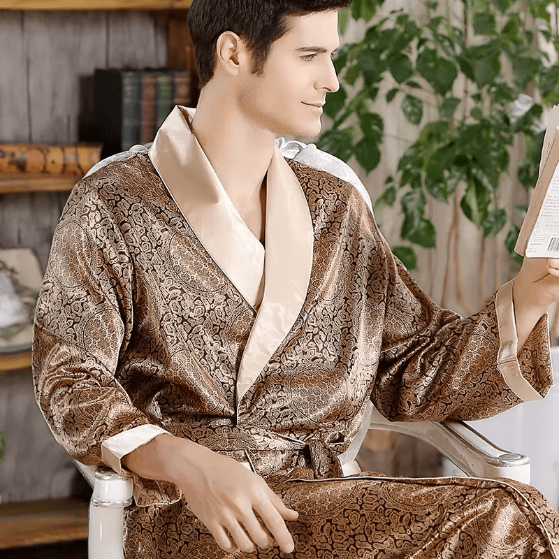Peignoir Homme Luxe Satin Imprimé