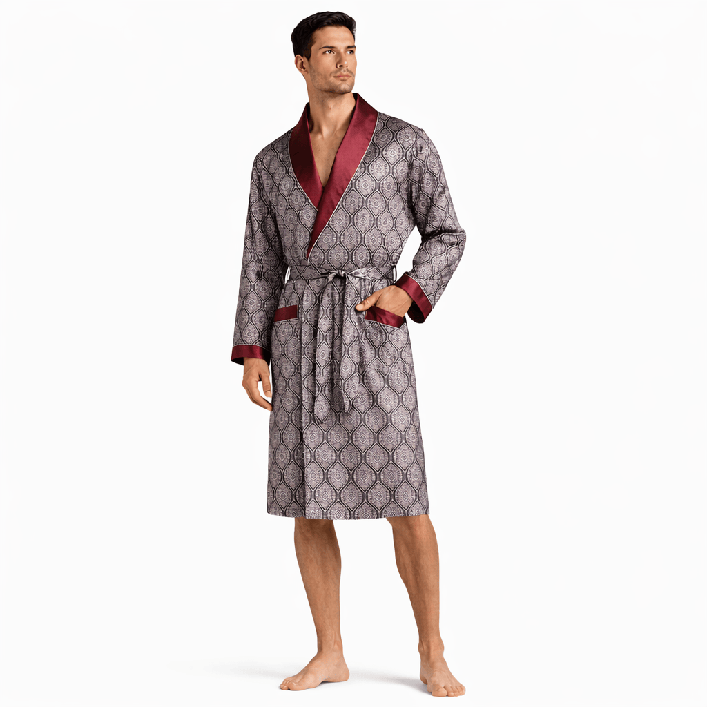 Peignoir Homme Luxe Satin Imprimé