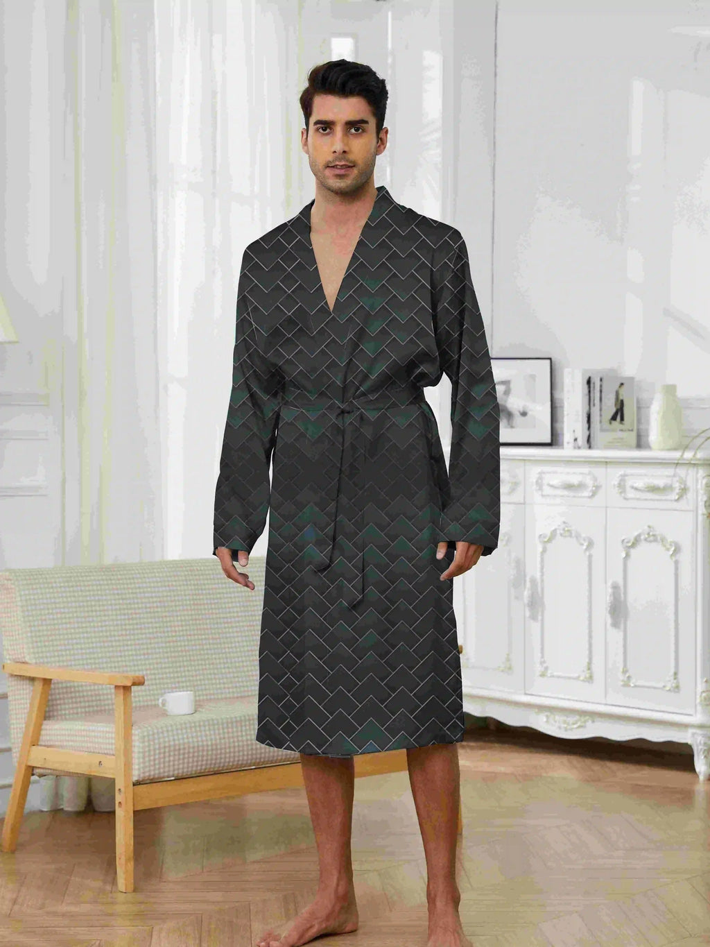Peignoir Homme Luxe Soie Glacée