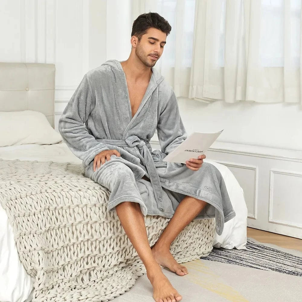 Peignoir Homme Polaire Capuche Doux