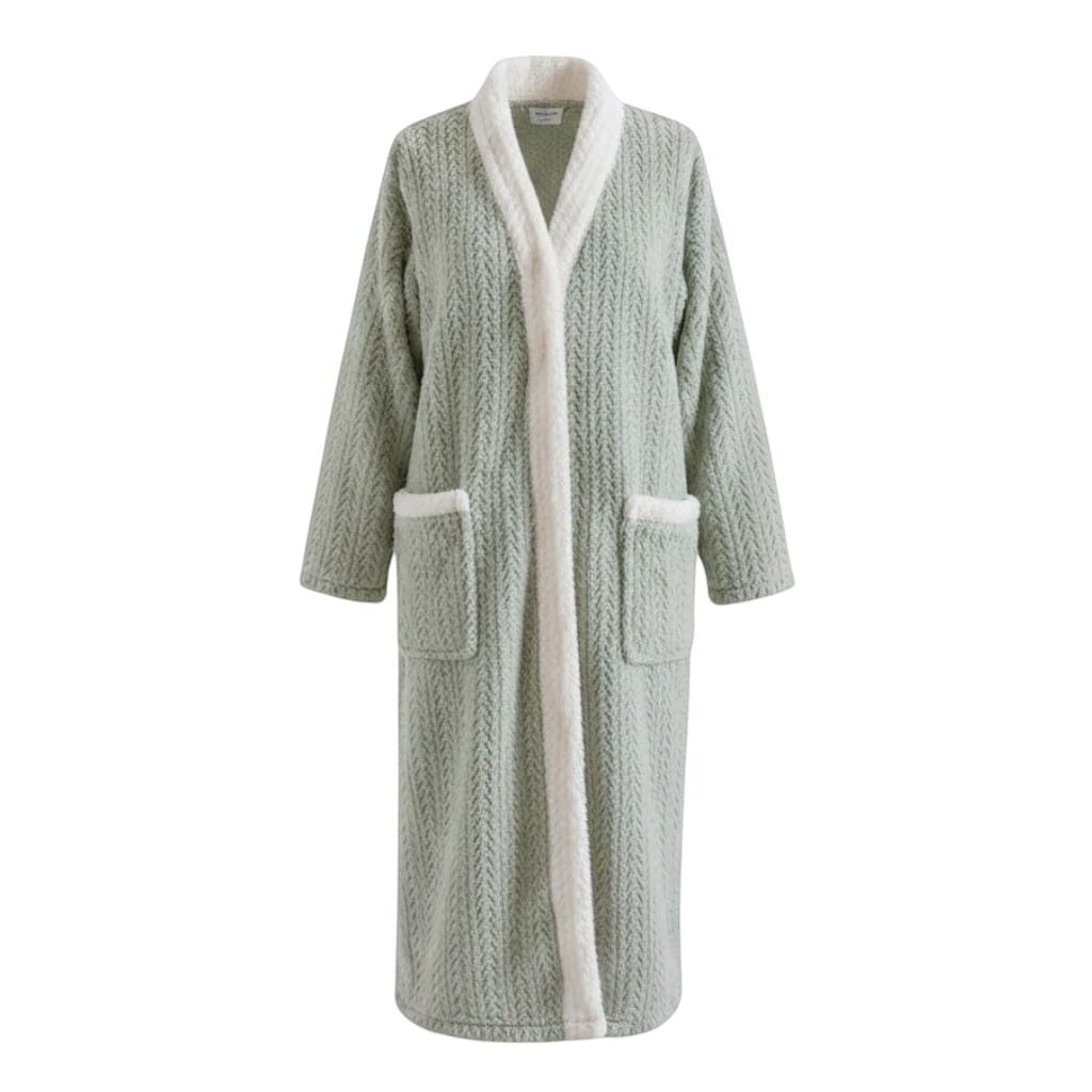 Robe de Chambre Femme Chaude Boutonnée Patchwork Cute