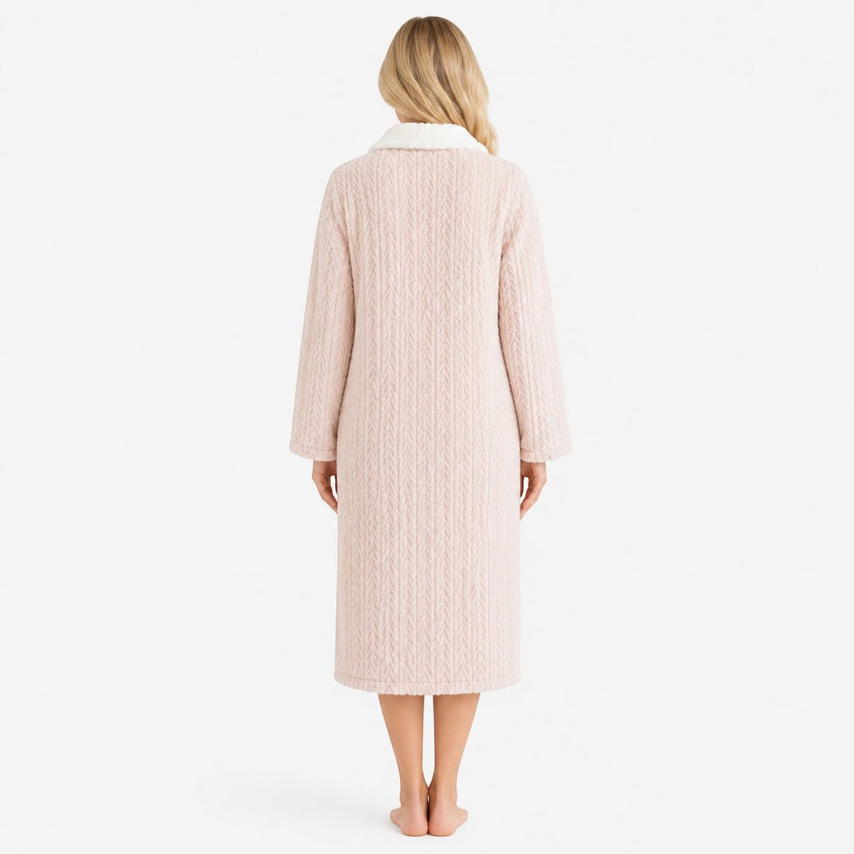 Robe de Chambre Femme Chaude Boutonnée Patchwork Cute