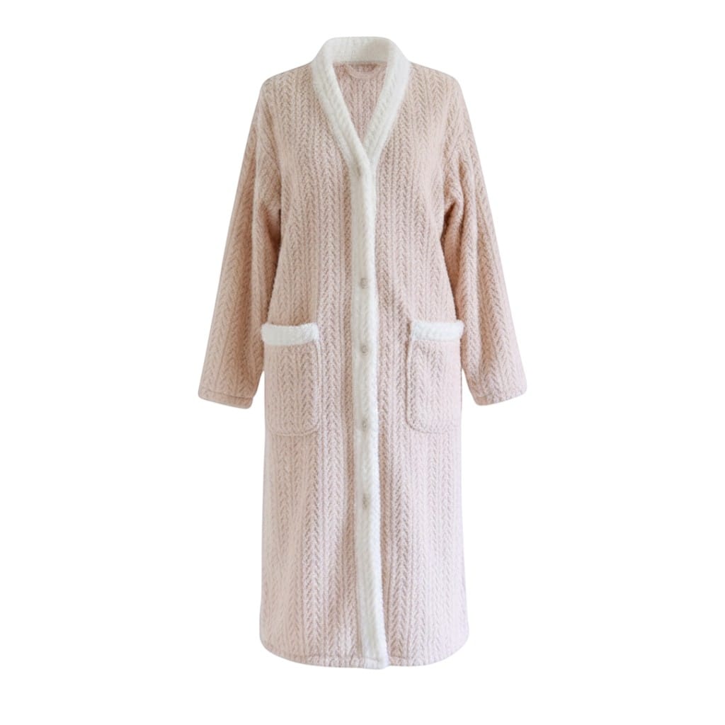Robe de Chambre Femme Chaude Boutonnée Patchwork Cute