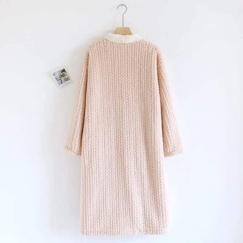 Robe de Chambre Femme Chaude Boutonnée Patchwork Cute