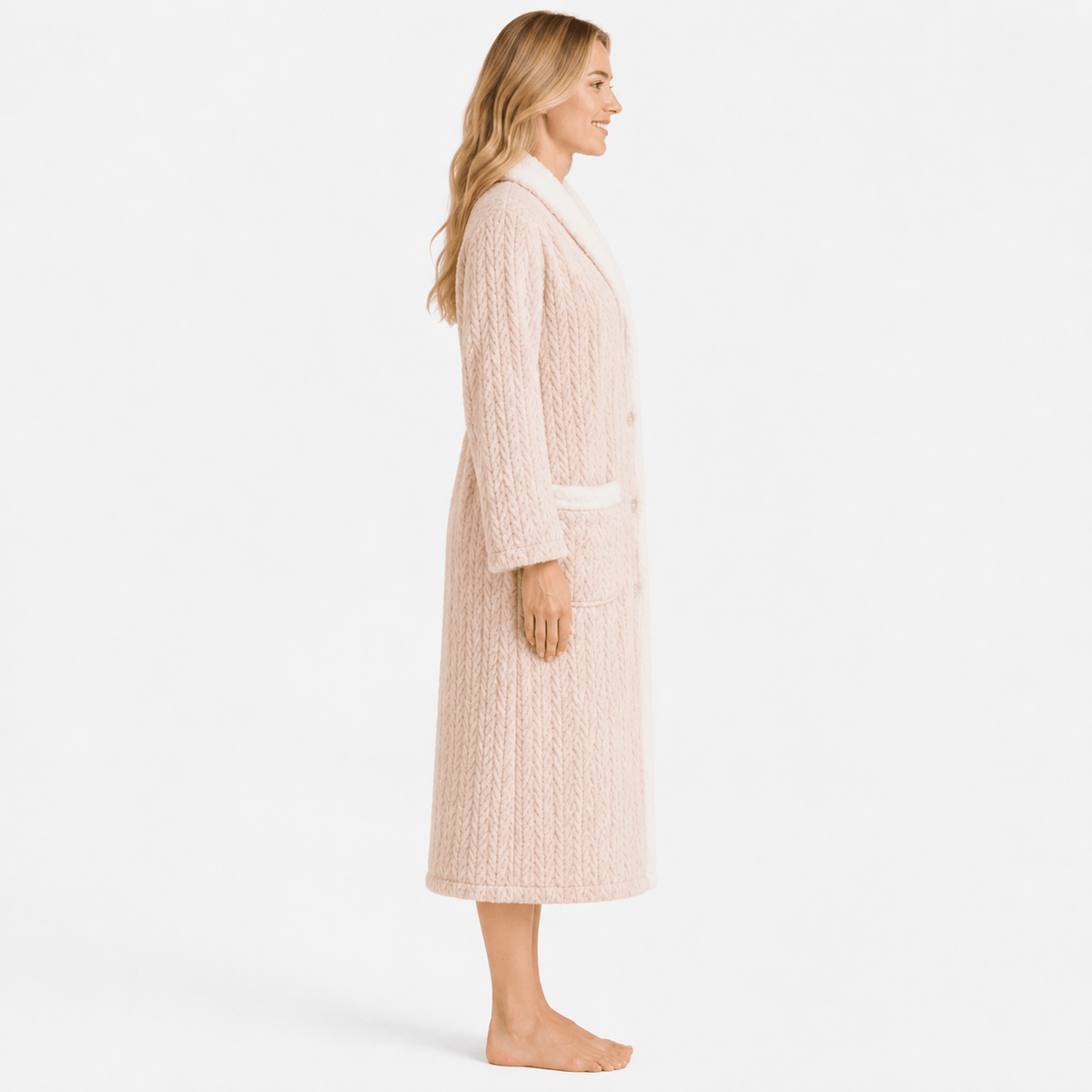 Robe de Chambre Femme Chaude Boutonnée Patchwork Cute