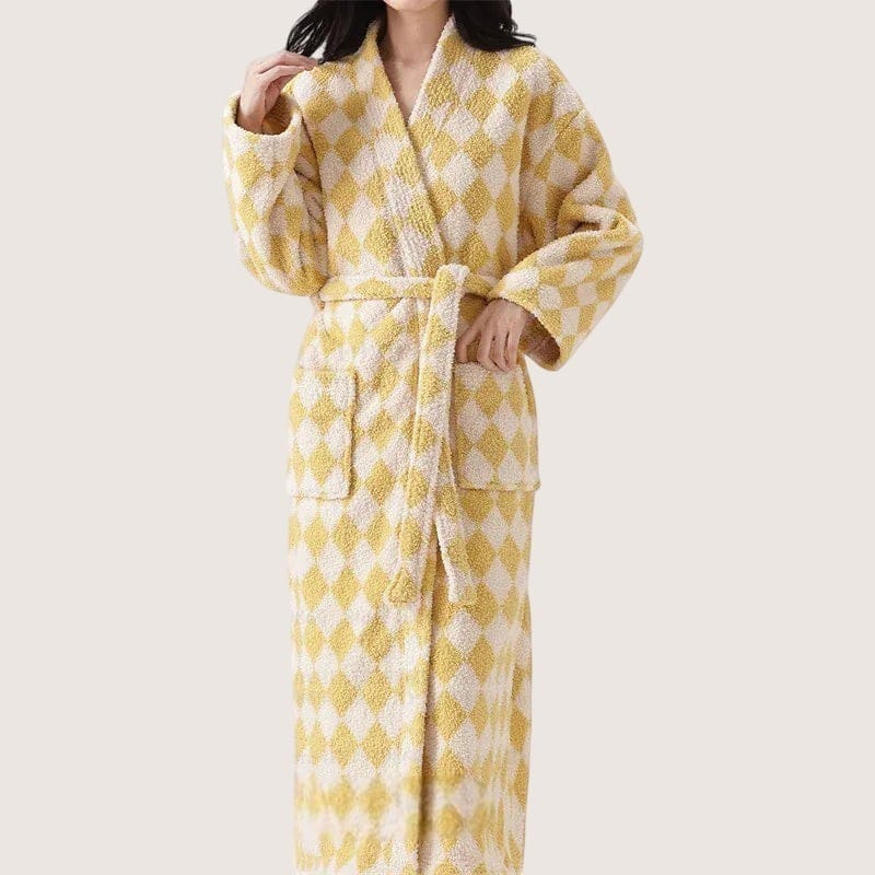 Robe de Chambre Femme Chaude Carreaux
