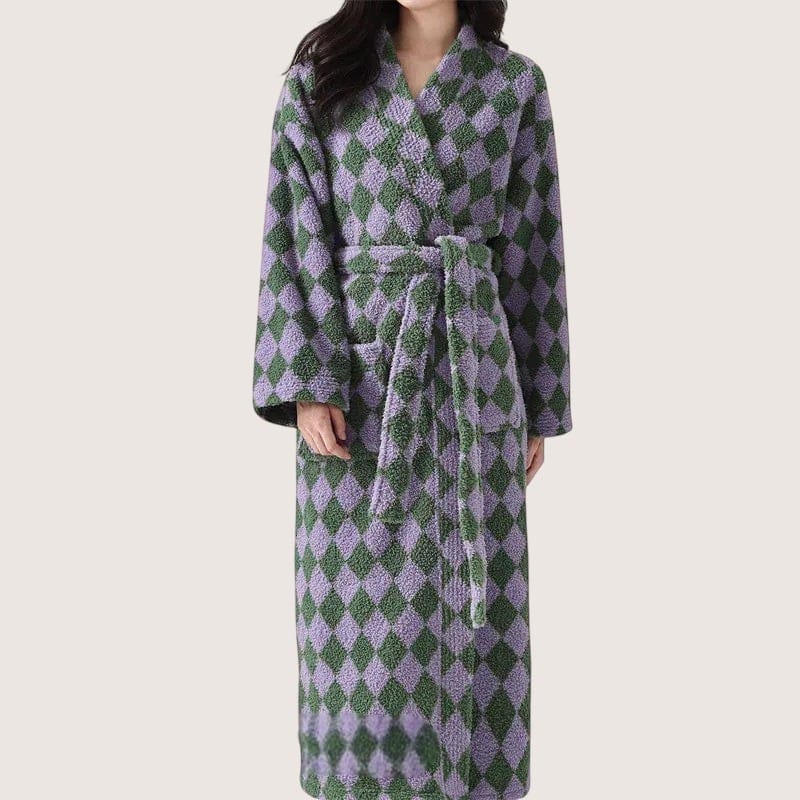 Robe de Chambre Femme Chaude Carreaux