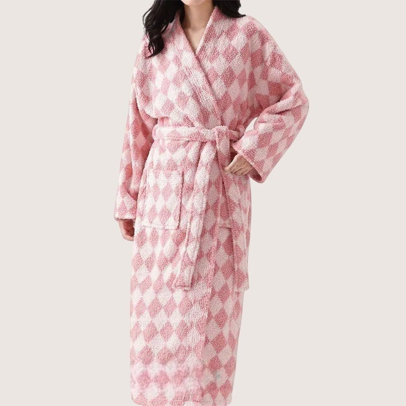 Robe de Chambre Femme Chaude Carreaux