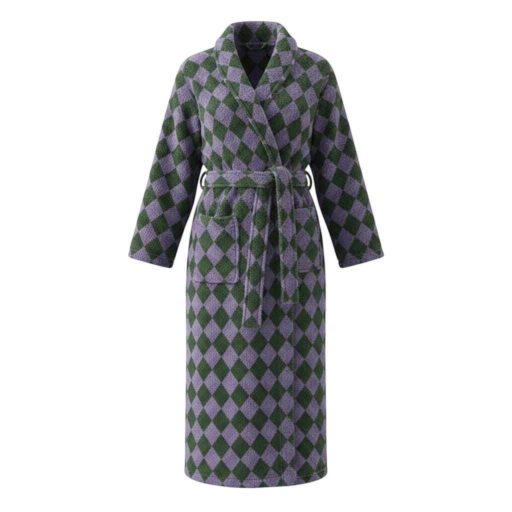 Robe de Chambre Femme Chaude Carreaux