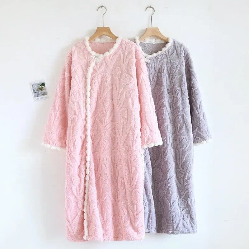 Robe de Chambre Femme Chaude Flanelle Épaisse