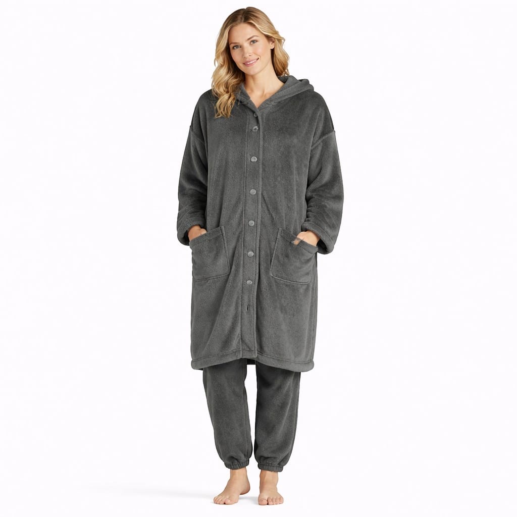 Robe de Chambre Femme Chaude Longue à Capuche