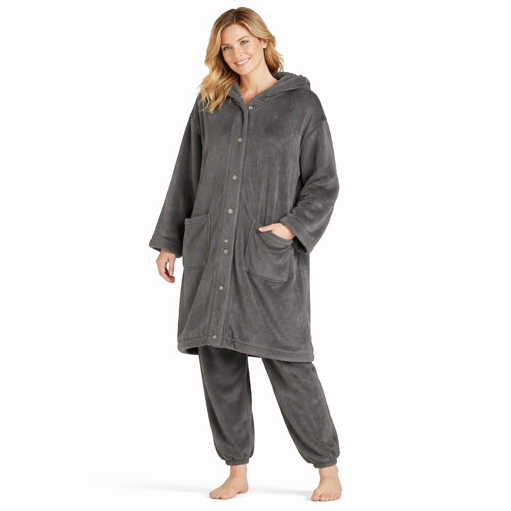 Robe de Chambre Femme Chaude Longue à Capuche