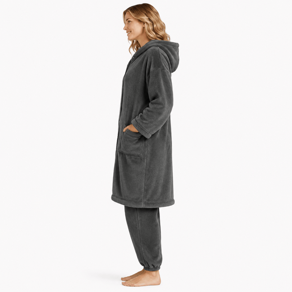 Robe de Chambre Femme Chaude Longue à Capuche