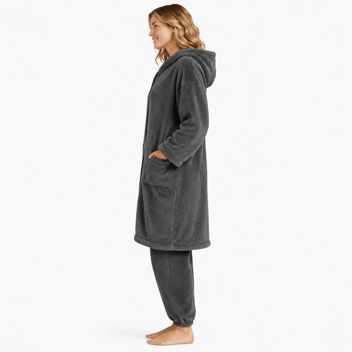 Robe de Chambre Femme Chaude Longue à Capuche