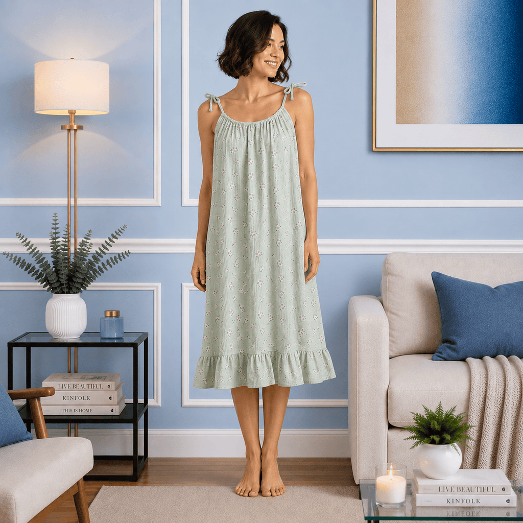 Robe de Chambre Femme Coton Bretelles