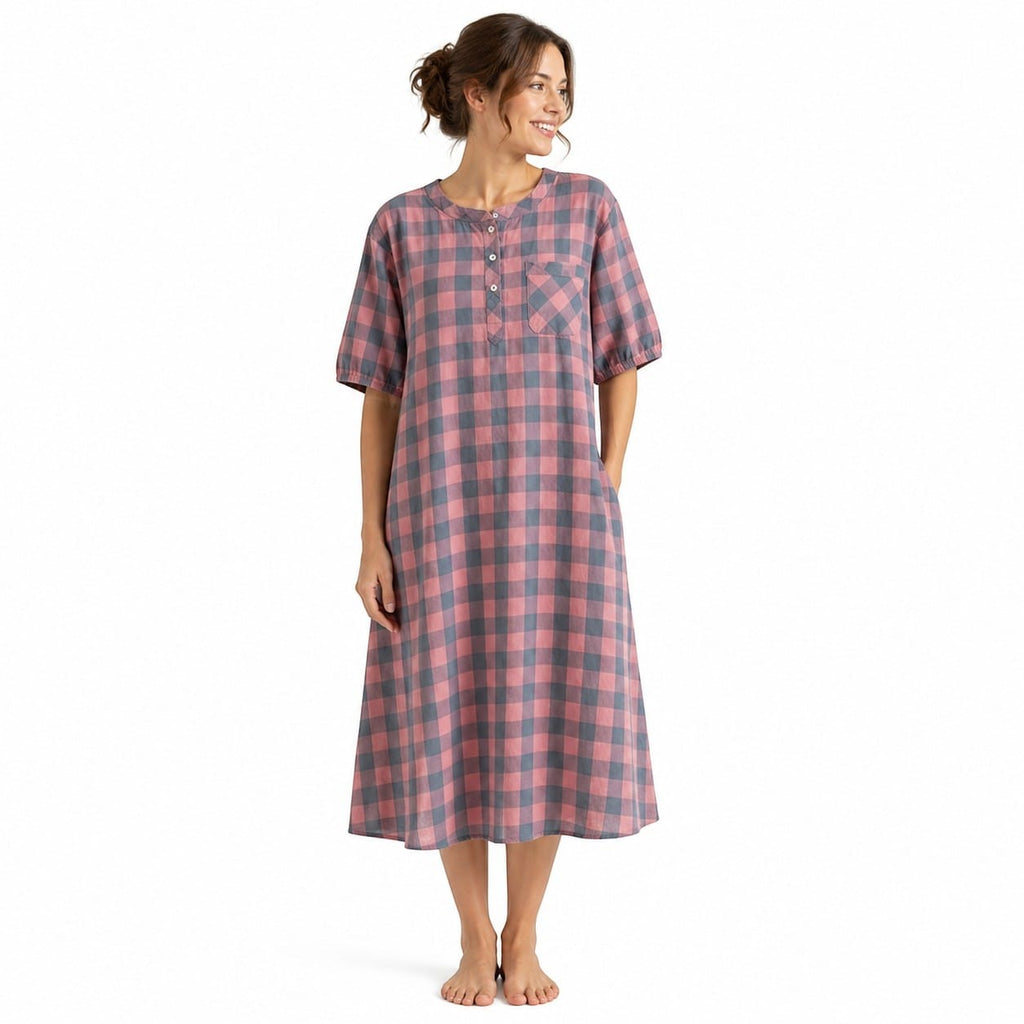 Robe de Chambre Femme Coton Carreaux