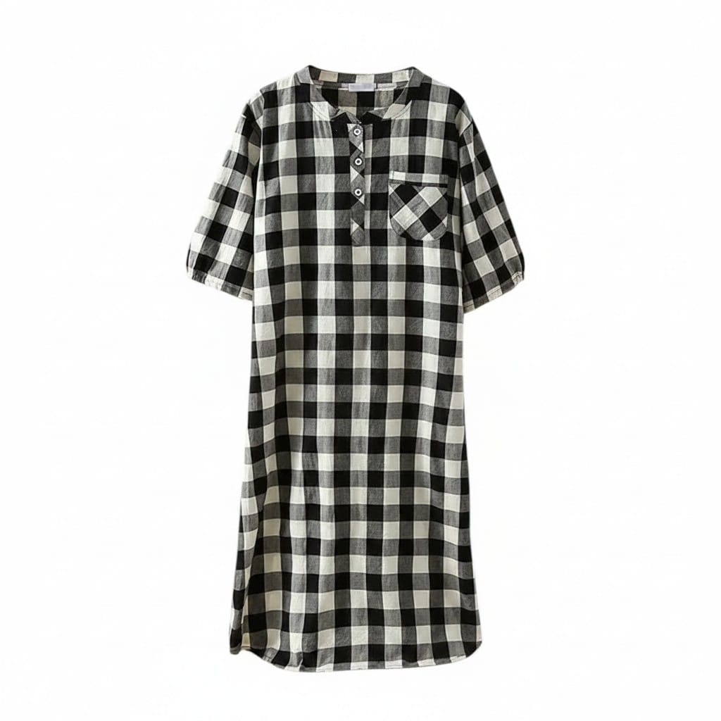Robe de Chambre Femme Coton Carreaux