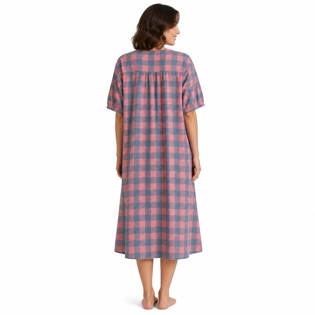 Robe de Chambre Femme Coton Carreaux