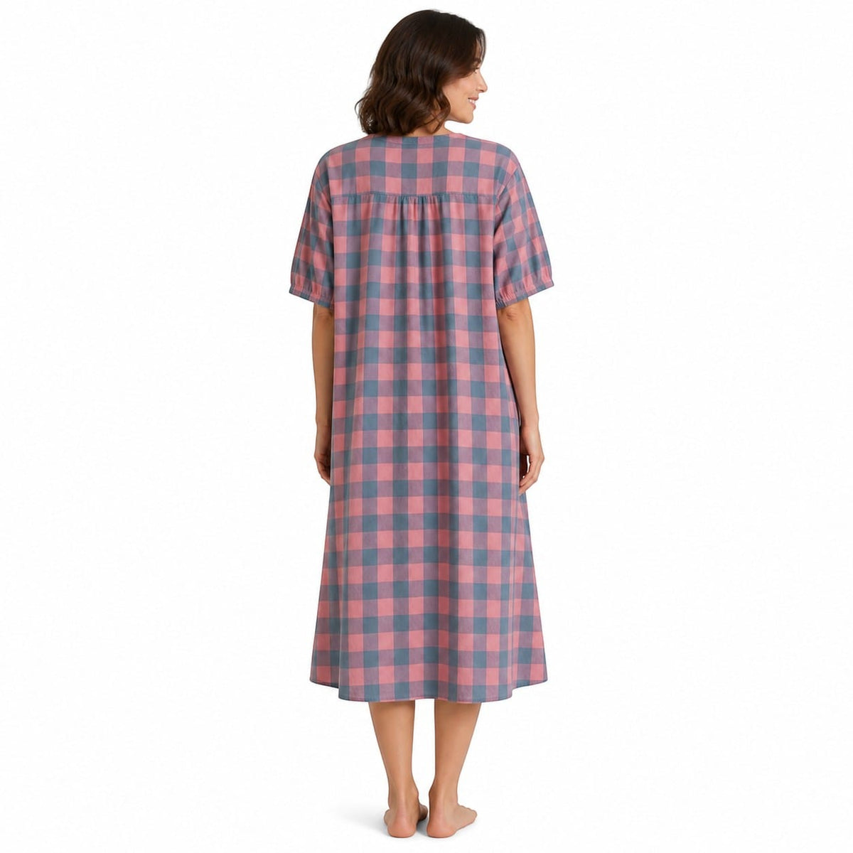 Robe de Chambre Femme Coton Carreaux