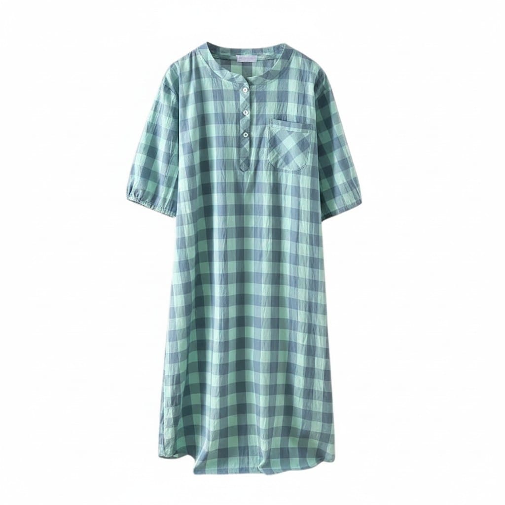 Robe de Chambre Femme Coton Carreaux