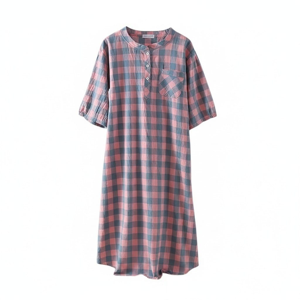 Robe de Chambre Femme Coton Carreaux