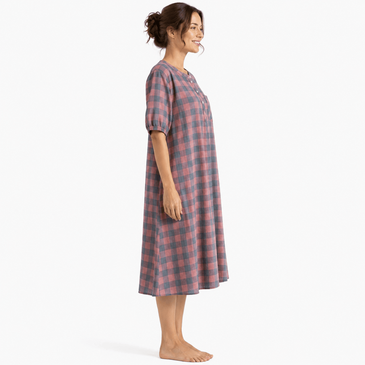 Robe de Chambre Femme Coton Carreaux