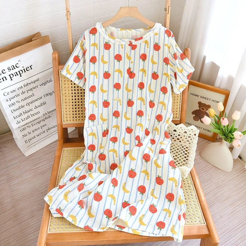 Robe de Chambre Femme Coton Cartoon Manches Courtes