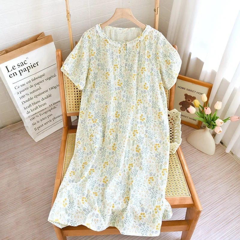 Robe de Chambre Femme Coton Cartoon Manches Courtes