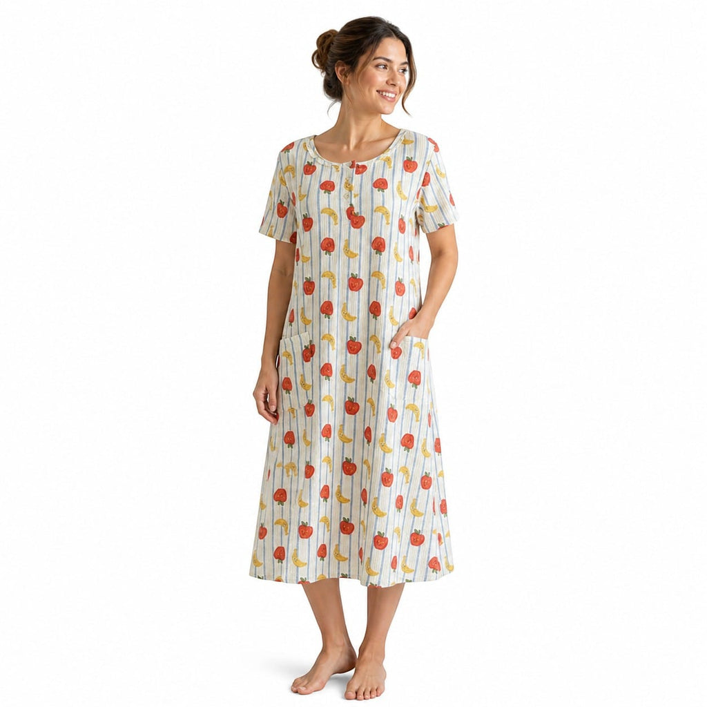 Robe de Chambre Femme Coton Cartoon Manches Courtes