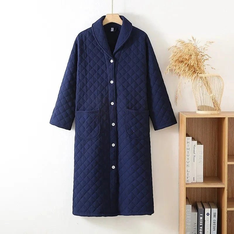Robe de Chambre Femme Coton Chaude Mi-Longue Hiver